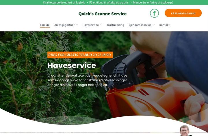 Forsiden af qvickgroenneservice.dk